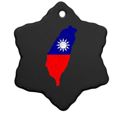 Distressed Taiwan Map Flag Support For Taiwan I Love Taiwan Gift Ceramic Star Ornament