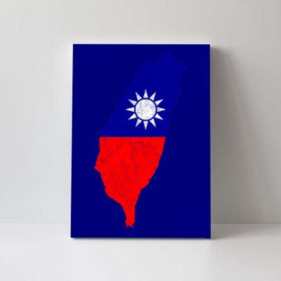 Distressed Taiwan Map Flag Support For Taiwan I Love Taiwan Gift Canvas