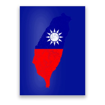 Distressed Taiwan Map Flag Support For Taiwan I Love Taiwan Gift Poster