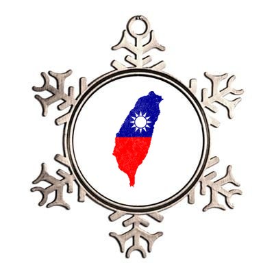 Distressed Taiwan Map Flag Support For Taiwan I Love Taiwan Gift Metallic Star Ornament