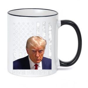 Donald Trump Mug Shot Never Surrender American Flag Trump 11oz Black Color Changing Mug