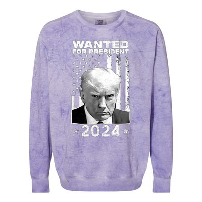 Donald Trump Mug Shot Wanted For U.S. President 2024 Colorblast Crewneck Sweatshirt