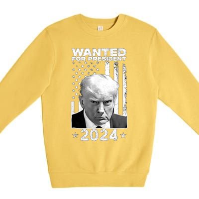 Donald Trump Mug Shot Wanted For U.S. President 2024 Premium Crewneck Sweatshirt