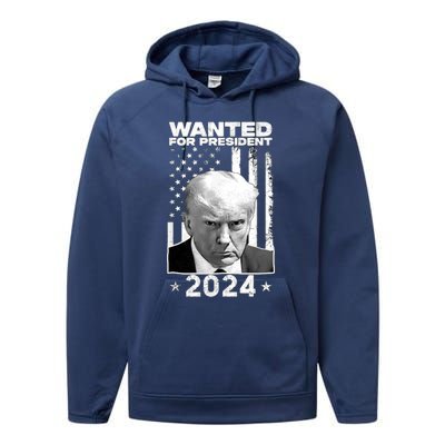 Donald Trump Mug Shot Wanted For U.S. President 2024 Performance Fleece Hoodie