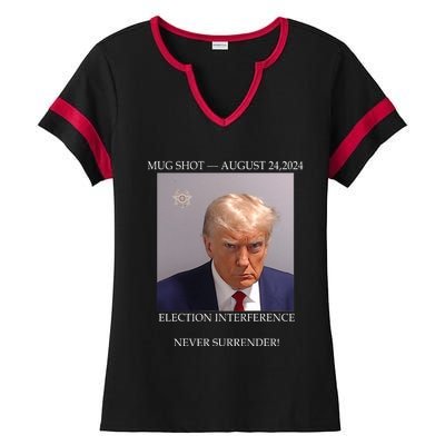 Donald Trump Mug Shot August 24 2024 Election Interference Ladies Halftime Notch Neck Tee