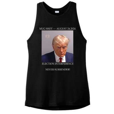 Donald Trump Mug Shot August 24 2024 Election Interference Ladies PosiCharge Tri-Blend Wicking Tank