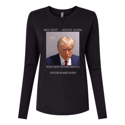 Donald Trump Mug Shot August 24 2024 Election Interference Womens Cotton Relaxed Long Sleeve T-Shirt