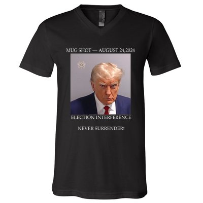 Donald Trump Mug Shot August 24 2024 Election Interference V-Neck T-Shirt