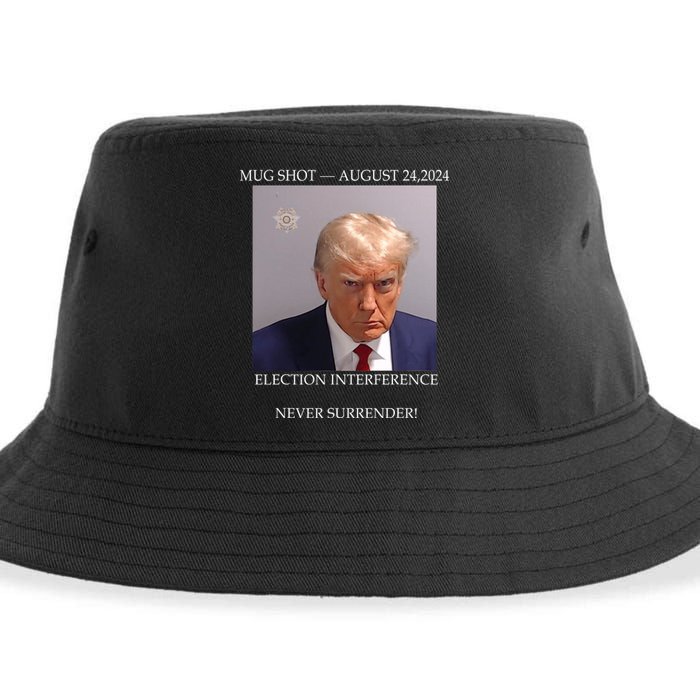 Donald Trump Mug Shot August 24 2024 Election Interference Sustainable Bucket Hat