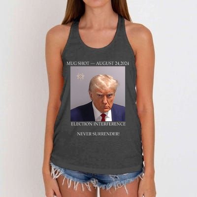 Donald Trump Mug Shot August 24 2024 Election Interference Women's Knotted Racerback Tank