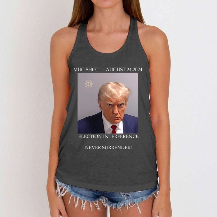 Donald Trump Mug Shot August 24 2024 Election Interference Women's Knotted Racerback Tank