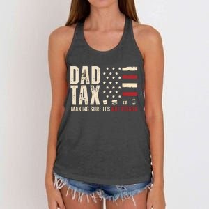 Dad Tax Making Sure ItS Not Poison Usa Flag Women's Knotted Racerback Tank