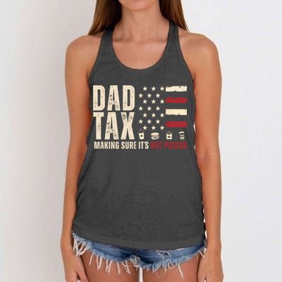 Dad Tax Making Sure ItS Not Poison Usa Flag Women's Knotted Racerback Tank