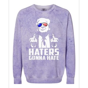 Donald Trump Middle Finger Funny Haters Gonna Hate President Colorblast Crewneck Sweatshirt