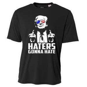 Donald Trump Middle Finger Funny Haters Gonna Hate President Cooling Performance Crew T-Shirt