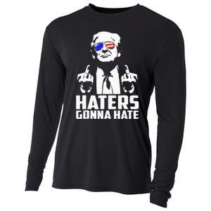 Donald Trump Middle Finger Funny Haters Gonna Hate President Cooling Performance Long Sleeve Crew