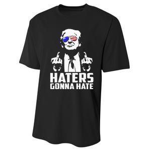 Donald Trump Middle Finger Funny Haters Gonna Hate President Performance Sprint T-Shirt