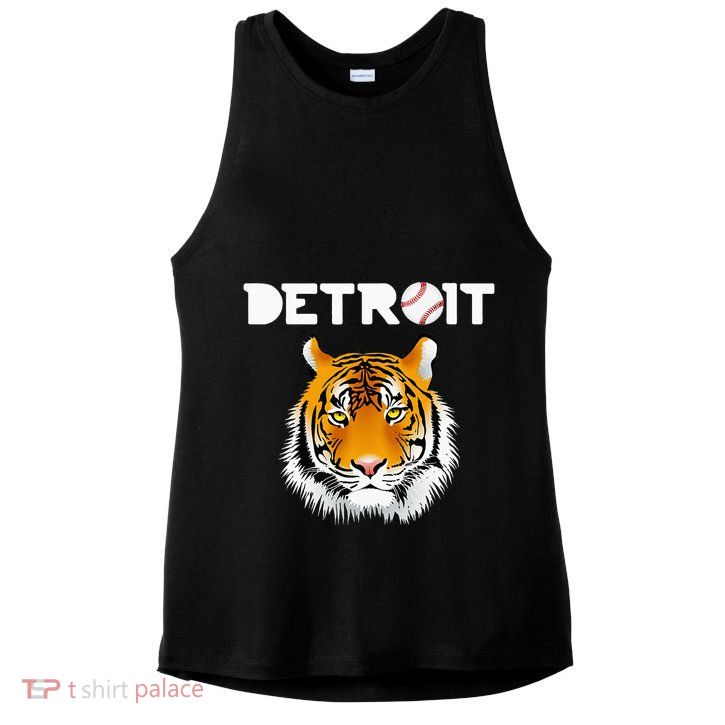 Distressed Tiger Mascot Cool Detroit Tiger Design Ladies PosiCharge Tri-Blend Wicking Tank