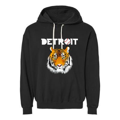 Distressed Tiger Mascot Cool Detroit Tiger Design Garment-Dyed Fleece Hoodie