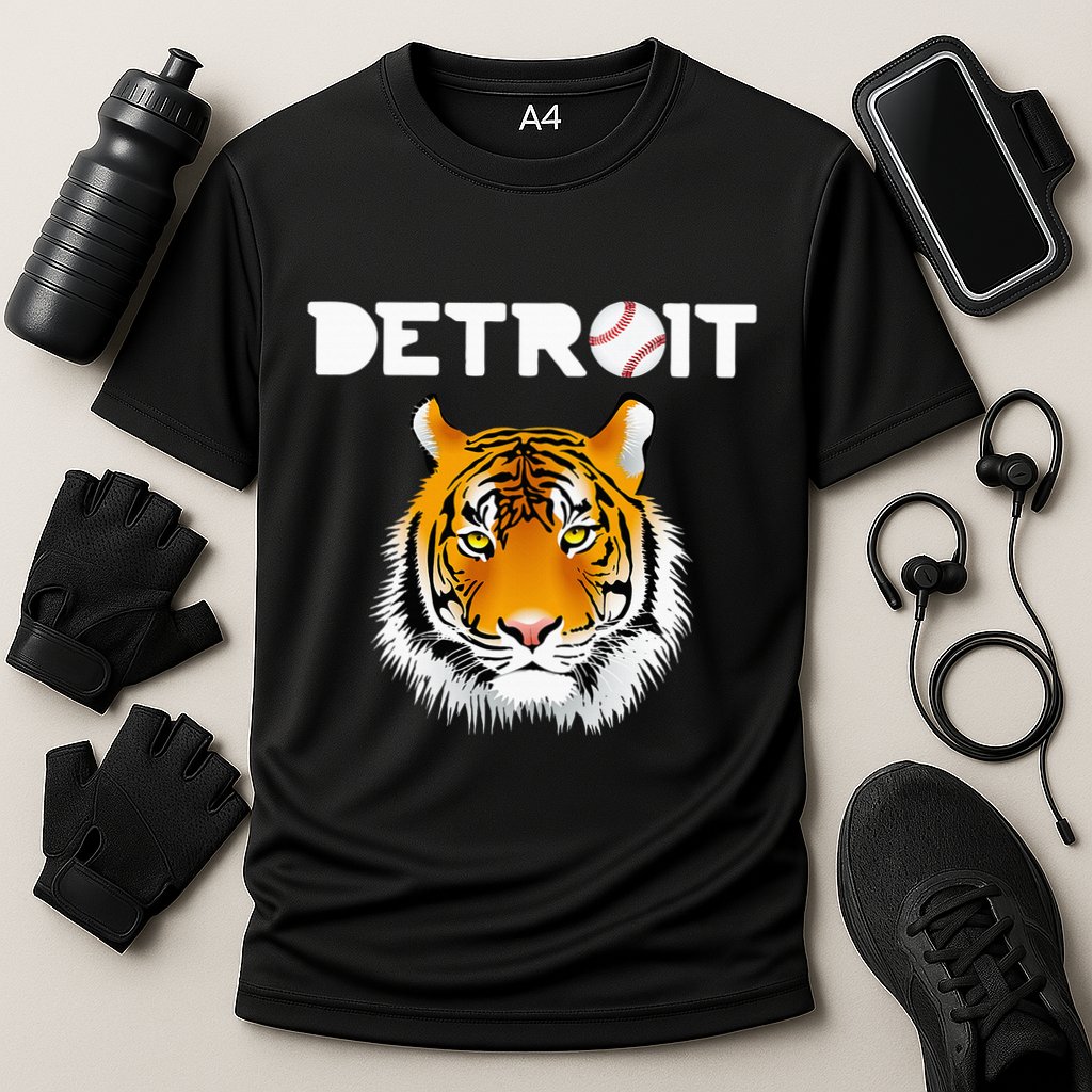 Distressed Tiger Mascot Cool Detroit Tiger Design Cooling Performance Crew T-Shirt