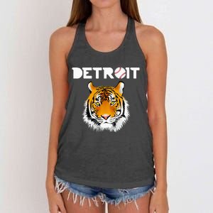 Distressed Tiger Mascot Cool Detroit Tiger Design Women's Knotted Racerback Tank