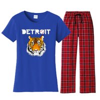 Distressed Tiger Mascot Cool Detroit Tiger Design Women's Flannel Pajama Set