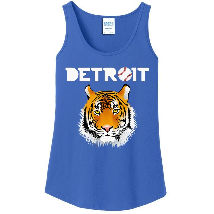 Distressed Tiger Mascot Cool Detroit Tiger Design Ladies Essential Tank