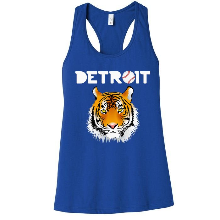 Distressed Tiger Mascot Cool Detroit Tiger Design Women's Racerback Tank