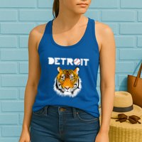Distressed Tiger Mascot Cool Detroit Tiger Design Womens Tank Top