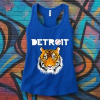 Distressed Tiger Mascot Cool Detroit Tiger Design Womens Tank Top