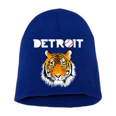Distressed Tiger Mascot Cool Detroit Tiger Design Short Acrylic Beanie