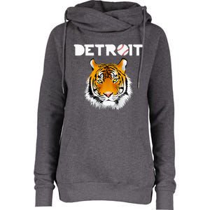 Distressed Tiger Mascot Cool Detroit Tiger Design Womens Funnel Neck Pullover Hood