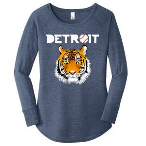 Distressed Tiger Mascot Cool Detroit Tiger Design Women's Perfect Tri Tunic Long Sleeve Shirt