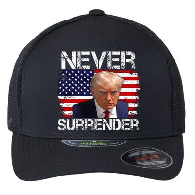 Donald Trump Mug Shot Never Surrender 2024 Flexfit Unipanel Trucker Cap