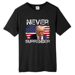 Donald Trump Mug Shot Never Surrender 2024 Tall Fusion ChromaSoft Performance T-Shirt