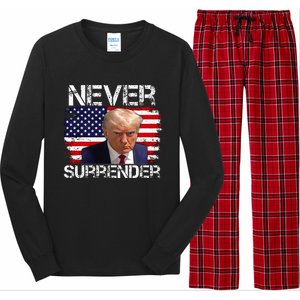 Donald Trump Mug Shot Never Surrender 2024 Long Sleeve Pajama Set