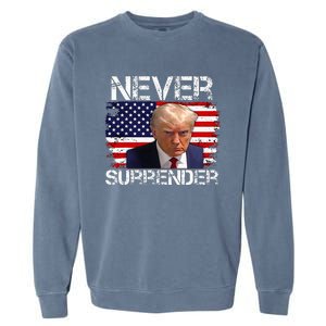 Donald Trump Mug Shot Never Surrender 2024 Garment-Dyed Sweatshirt