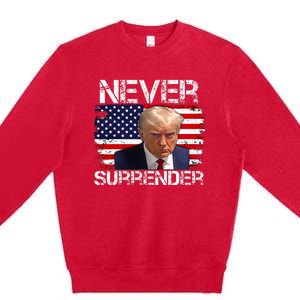 Donald Trump Mug Shot Never Surrender 2024 Premium Crewneck Sweatshirt