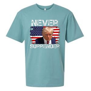 Donald Trump Mug Shot Never Surrender 2024 Sueded Cloud Jersey T-Shirt