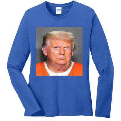 Donald Trump Mug Shot Ladies Long Sleeve Shirt