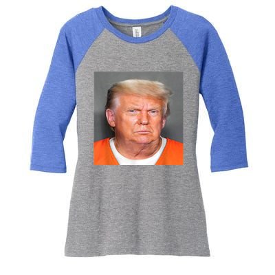 Donald Trump Mug Shot Women's Tri-Blend 3/4-Sleeve Raglan Shirt