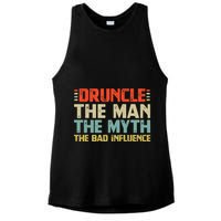 Druncle The Man The Myth The Bad Influence Ladies PosiCharge Tri-Blend Wicking Tank