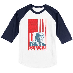 Donald Trump Merica Gift Baseball Sleeve Shirt