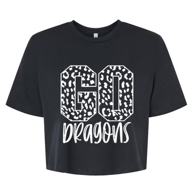 Dragons Team Mascot School Spirit Game Night Leopard Print Bella+Canvas Jersey Crop Tee