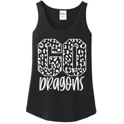 Dragons Team Mascot School Spirit Game Night Leopard Print Ladies Essential Tank