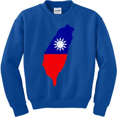 Distressed Taiwan Map Flag Support For Taiwan I Love Taiwan Gift Kids Sweatshirt