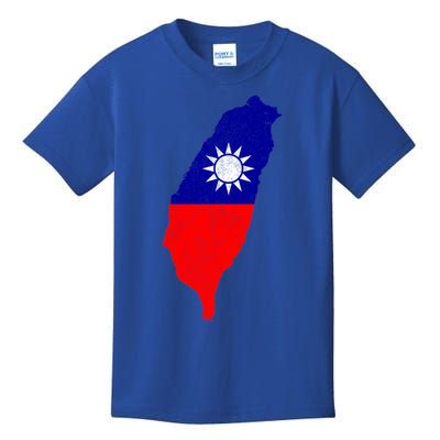 Distressed Taiwan Map Flag Support For Taiwan I Love Taiwan Gift Kids T-Shirt