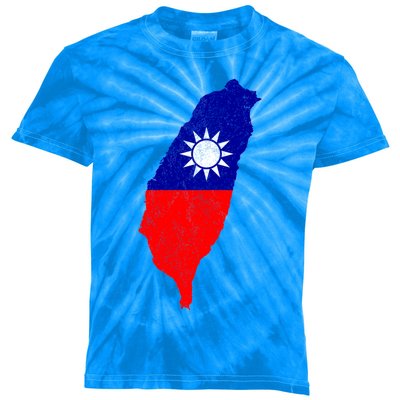 Distressed Taiwan Map Flag Support For Taiwan I Love Taiwan Gift Kids Tie-Dye T-Shirt