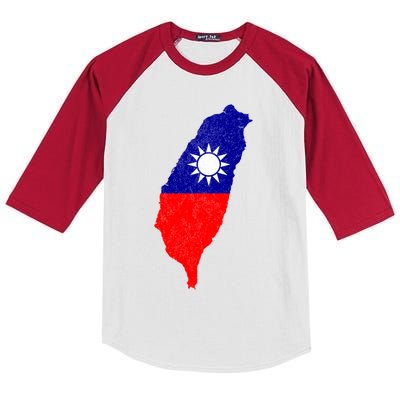 Distressed Taiwan Map Flag Support For Taiwan I Love Taiwan Gift Kids Colorblock Raglan Jersey