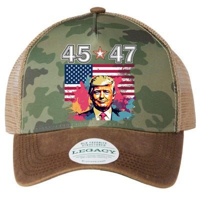 Donald Trump Make America Great Again 45 And 47 Legacy Tie Dye Trucker Hat